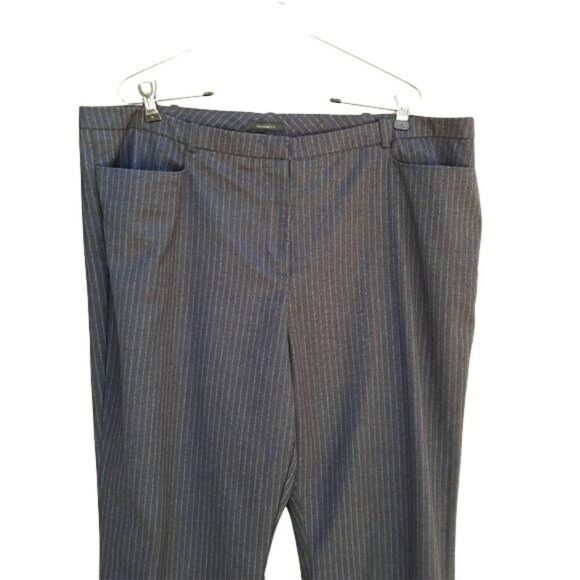 Worthington Modern Fit Pant High-rise Straight Leg Gray Striped Navy Sz 18 - Picture 4 of 8